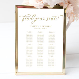 Poster Plan de table de mariage chic écriture or