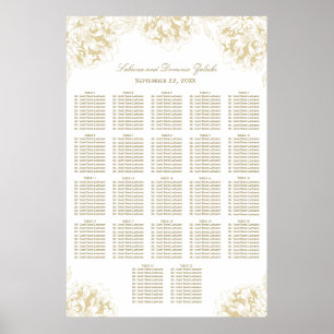 Poster Plan de table de mariage élégant aux fleurs de piv