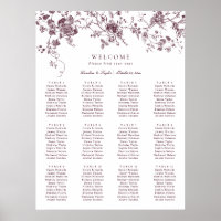 Plan de table de mariage élégant floral Merlot vin