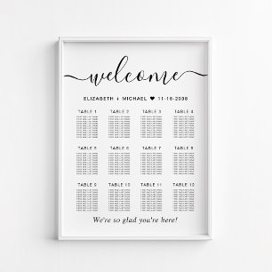 Poster Plan de table de mariage élégant pour 12 tables