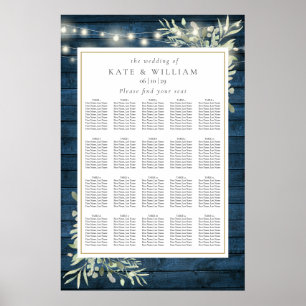 Poster Plan de table de mariage en bois rustique bleu ave