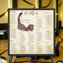 Plan de table de mariage en damas paon 12 tables