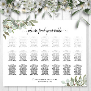 Poster Plan de table de mariage Feuillage d'eucalyptus 21