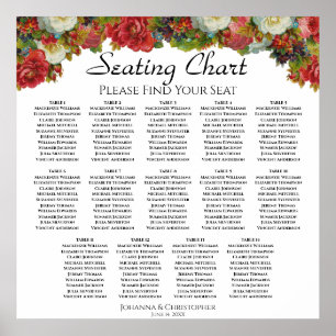 Poster Plan de table de mariage floral automnal vintage 1