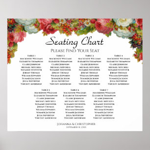 Poster Plan de table de mariage floral automnal vintage 7
