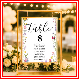 Poster Plan de table de mariage floral bohème aux fleurs
