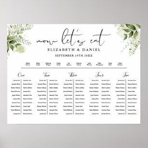 Poster Plan de table de mariage floral verdure Graphique