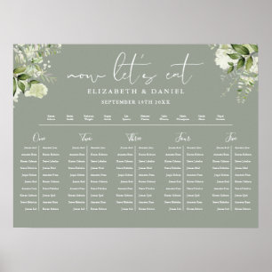 Poster Plan de table de mariage floral vert sauge avec ca
