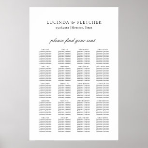 Poster Plan de table de mariage formel classique élégant