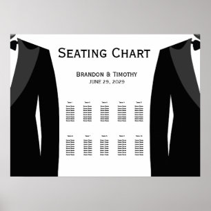 Poster Plan de table de mariage gay élégant blanc