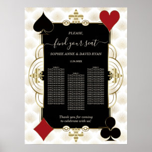Poster Plan de table de mariage Glam Gold Casino Vegas