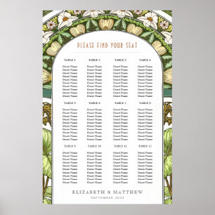 Poster Plan de table de mariage inspiré de l'Art nouveau
