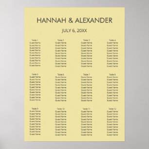 Poster Plan de table de mariage jaune citrique insulaire