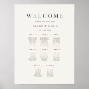 Poster Plan de table de mariage minimaliste (8) Blanc cha