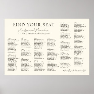 Poster Plan de table de mariage minimaliste beige par ord