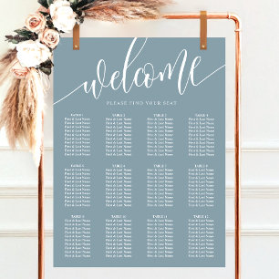 Poster Plan de table de mariage minimaliste bleu poussiér