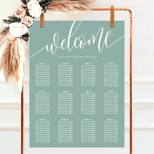 Poster Plan de table de mariage minimaliste sarcelle pous