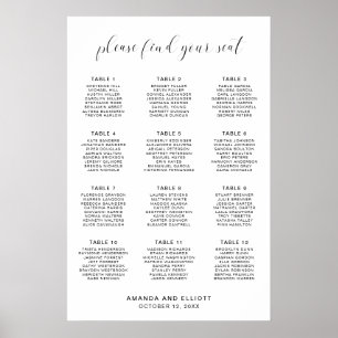 Poster Plan de table de mariage moderne minimaliste simpl