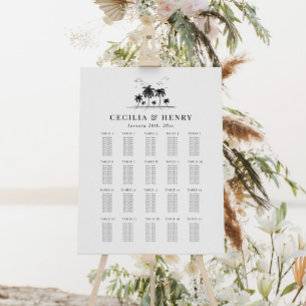 Poster Plan de table de mariage moderne sur la plage
