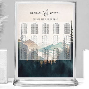 Poster Plan de table de mariage Montagnes à l'aquarelle P