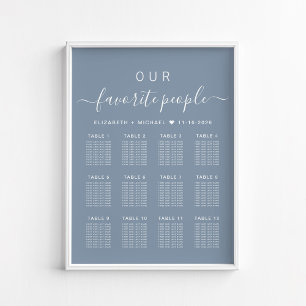 Poster Plan de table de mariage pour 12 tables avec les p