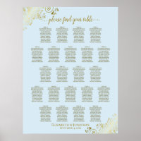 Plan de table de mariage Powder Blue & Gold 22