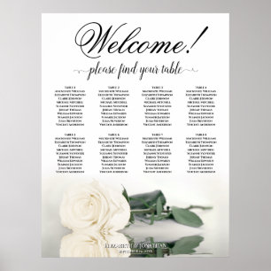 Poster Plan de table de mariage Rose blanche de la table 