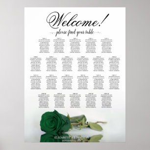 Poster Plan de table de mariage Rose Vert Émeraude 22