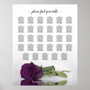 Poster Plan de table de mariage Rose Violet Prune 29 Tabl