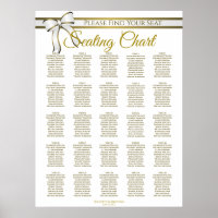 Plan de table de mariage ruban blanc et or 25 tabl