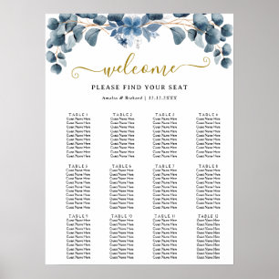 Poster Plan de table de mariage Rustique avec verdure