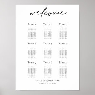 Poster Plan de table de mariage Script de bienvenue impri