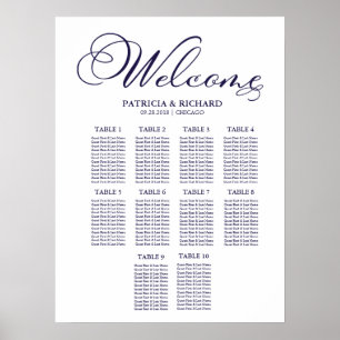 Poster Plan de table de mariage simple avec 10 tables