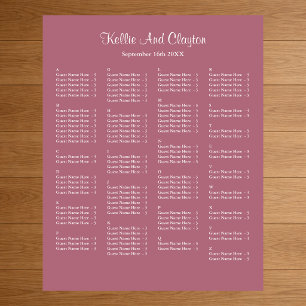 Poster Plan de table de mariage simple bordeaux 130