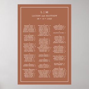 Poster Plan de table de mariage simple monogramme en terr