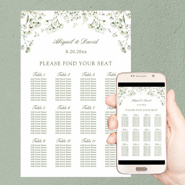Poster Plan de table de mariage Souffle de Bébé (Créateur téléchargé)