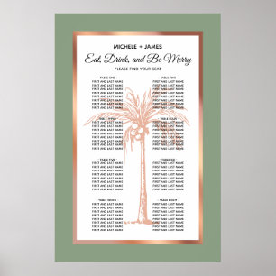 Poster Plan de table de mariage Tropical Sage Rose Gold P