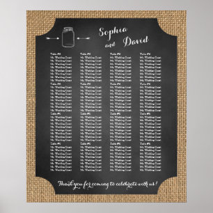 Poster Plan de table de mariage unique en pot de maçon ru