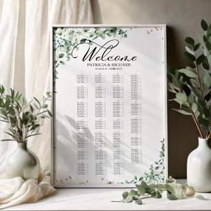 Poster Plan de table de mariage végétal par ordre alphabé
