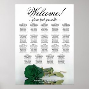 Poster Plan de table de mariage vert émeraude Rose 19