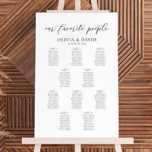 Poster Plan de table de nos personnes préférées pour 10 t