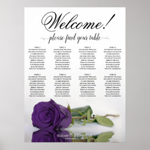 Poster Plan de table Élégant 8 Tables Rose Royale Violett