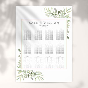 Poster Plan de table élégant de mariage avec verdure d'eu