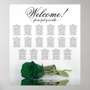 Poster Plan de table élégant Emeraude Vert Rose 17