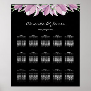 Poster Plan de table Fleurs Violettes 15