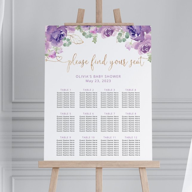 Poster Plan de table floral pourpre (Créateur téléchargé)