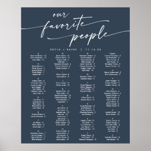 Poster Plan de table imprimable bleu marine foncé Bohème