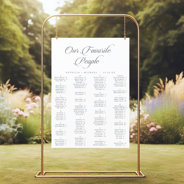 Poster Plan de table imprimable calligraphié chic classiq (Créateur téléchargé)