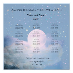 Poster Plan de table, mariage de rêve sous la lumière cél