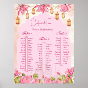Poster Plan de table mariage indien lotus rose